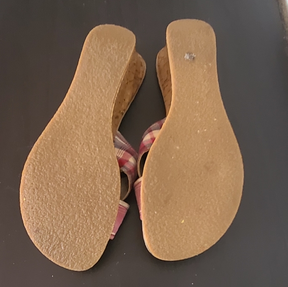 Mudd sandals, cork sides, red plaid straps. Lightly worn - Picture 5 of 9